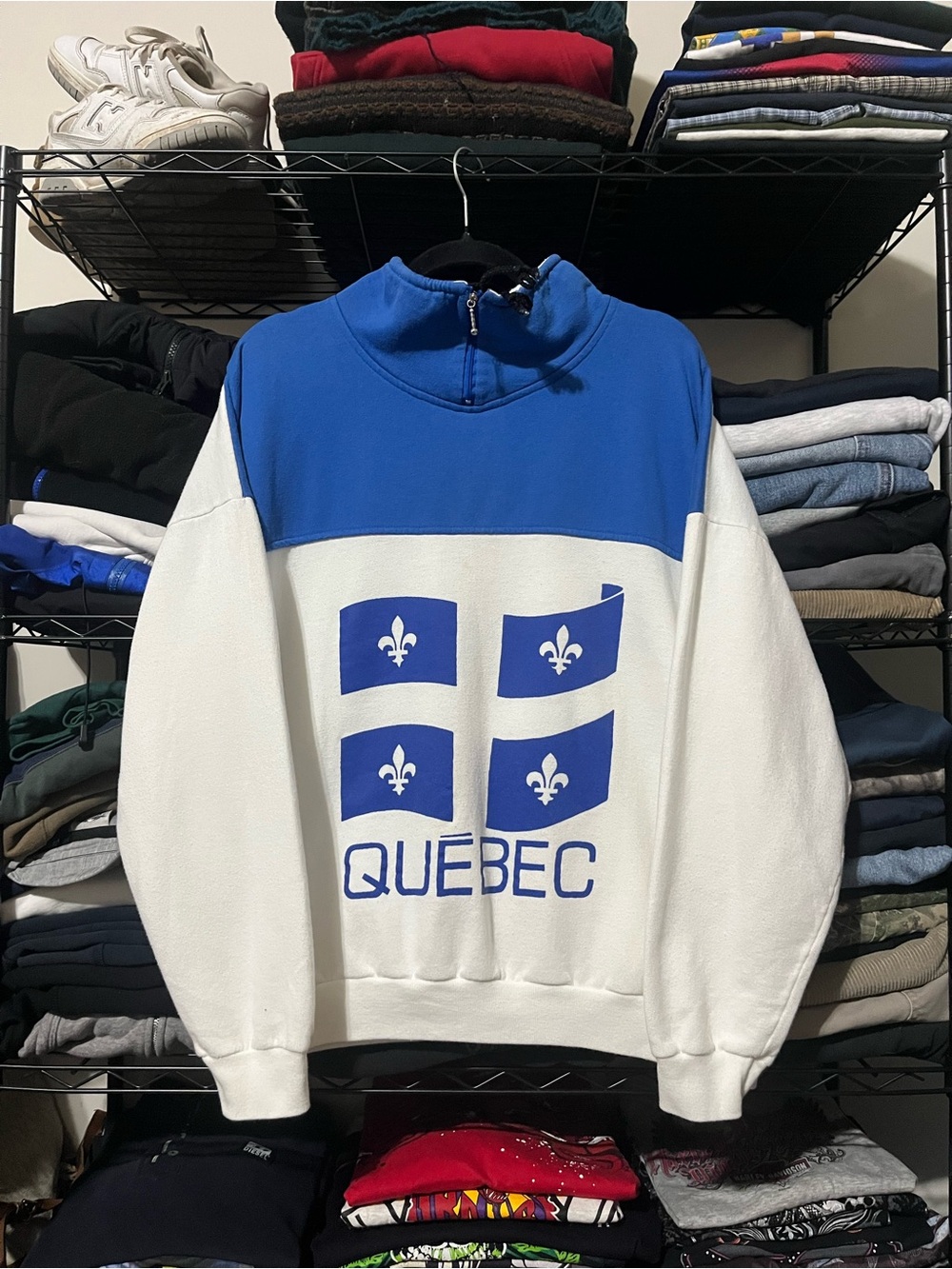 QUEBEC Blue and White Pullover Sweater